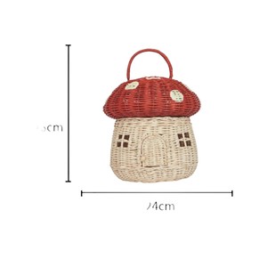 Mushroom Shaped Rattan <b>Storage</b> <b>Basket</b> With Handle Cute Home Decoration For Kids <b>Toy</b> Organizing - Product Image 3