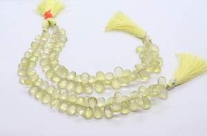 Cuentas de cuarzo limón natural facetadas en forma de pera, 7x11 mm, cuentas de piedras preciosas de cuarzo, 8 pulgadas, cuentas de cuarzo limón para la fabricación de joyería. - Product Image 2