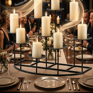 Candelabro de 9 Niveles para Chimenea, Portavelas Moderno de Metal Negro Mate con Base Curva Estable - Product Image 3