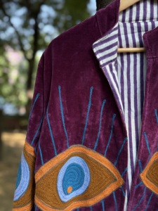 Chaqueta india Suzani bordada de algodón, abrigo corto de invierno hecho a mano estilo bohemio, chaqueta hippie con bordado para mujer - Product Image 4