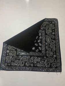 Black Paisley Bandana Rhinestone Print Square Scarf Double Sided Custom Logo Cotton Handkerchief for Sports Casual Wear - Product Image 3