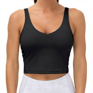 Gray High-Intensity Sports <b>Bra</b> <b>Crop</b> <b>Top</b> Women's Fitness Vest Shockproof <b>Supportive</b> Workout Tank <b>Top</b> - Product Image 3