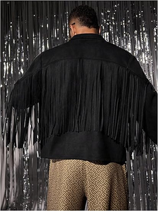 Veste à franges pour homme, manches longues, ouverte sur le devant, col à revers, style cowboy, gilet à pampilles, vêtements d'extérieur western, fabricant et fournisseur - Product Image 6