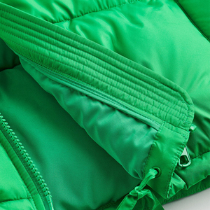Veste matelassée en peau de mouton verte à capuche pour femme, chaude pour l'hiver, manches longues, en cuir épais, couleur unie, longueur normale, en nylon - Product Image 3