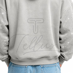 Sweat-shirts à capuche pour homme, couleur unie, avec logo personnalisé, entièrement ornés de strass, nouvelle collection hiver. - Product Image 4