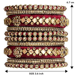 Gold Plated Handmade Faux Kundan Studded Silk Thread Ethnic Bangles Jewellery for Women Fashion Bangles For Girls Festive - Product Image 3