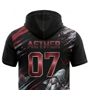เสื้อฮู้ดน้ำหนักเบาแบบ OEM แขนครึ่งตัว ผลิตตามสั่ง ผ้าโพลีเอสเตอร์ สำหรับทีม ระบายอากาศได้ดี เสื้อกีฬา พิมพ์ลายได้ - Product Image 6