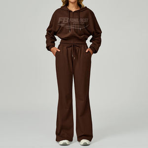 ชุดโยคะผู้หญิง 3 ชิ้น เสื้อฮู้ดมีซิปเต็มตัว กางเกงขาสั้นเอวสูง เสื้อแขนกุด กางเกงขายาวทรงบานหลวมๆ รับผลิตแบบ OEM - Product Image 3