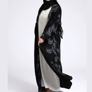 Wholesale Women <b>Eid</b> Muslim Abaya <b>Dress</b> <b>Long</b> Robe Arab Dubai Modest Abayas Solid Color Double Layer Traditional Abayas <b>for</b> Girls - Product Image 5