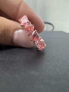 Anillo de Oro Rosa de 14K con Diamante Rosa de Laboratorio en Forma de Corazón de 6.92CTW, Certificado IGI, Banda de Eternidad Completa - Product Image 4