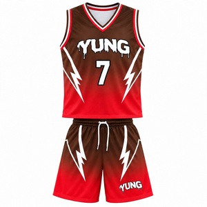 Uniforme de Baloncesto Personalizado al por Mayor, Degradado Marrón Rojo, Transpirable, Malla 100% Poliéster, Impresión por Sublimación - Product Image 1