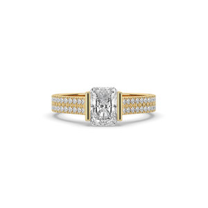 Anillo de Diamante Cultivado en Laboratorio con Corte Radiante de 1 Ct, Plata 925 y Oro, Estilo Único y Ligero, Anillo de Compromiso para Mujer - Product Image 3