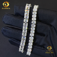 Nouveautés Mode Luxe S925 Sterling Silver Iced Out Hip Hop Bijoux Moissanite Emeraude Ovale Shaep Cluster Tennis Bracelet