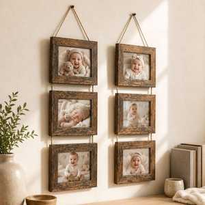 Cadre photo en bois fait main de style vintage, écologique, pour table, support décoratif pour portraits, maison, bureau, chambre, photos de famille - Product Image 4