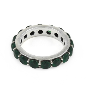 แหวนเงินแท้ 925 ประดับพลอยออนิกซ์สีเขียวทรงเหลี่ยม ดีไซน์แบบ Eternity Band ตัวเรือนแบบ Channel Setting สไตล์คลาสสิก เครื่องประดับสำหรับทั้งชายและหญิง ทำด้วยมือ สไตล์โบโฮ - Product Image 3
