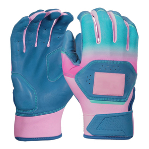 Guantes de Bateo de Microfibra Transpirable Azul y Rosa con Cierre de Velcro para Entrenamiento, Unisex, Talla Adulto, Venta al Por Mayor - Product Image 1