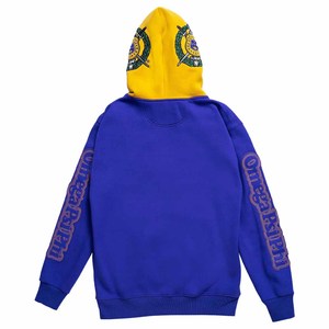 Nueva Hermandad Omega |   Psi |   Sudadera con capucha Divine Nine de algodón y forro polar, con bordados sólidos de Phi, morada, informal, con parte inferior a rayas - Product Image 4