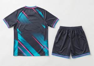 Conjunto de Camiseta de Fútbol para Hombre, Cuello en V, Manga Corta, Estampado Geométrico, Poliéster que Absorbe la Humedad, Ajuste Atlético, para Todas las Temporadas - Product Image 2
