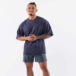 Camiseta oversize para hombre con bajo sin rematar, 100% algodón, estilo streetwear holgado, venta al por mayor - Product Image 4