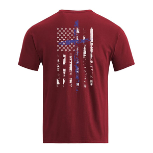 Men's Green T-<b>Shirt</b> With American Flag Print Short Sleeve O-Neck Casual Regular Fit 100% Cotton Jersey Fabric - Product Image 5