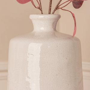 Jarrón de Cerámica con Esmalte Craquelado Color Marfil Refinado, Forma de Botella Alta, Cuello Estrecho y Atractivo Centro de Mesa para Decoración Clásica - Product Image 4