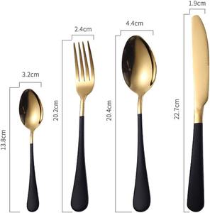 Juego de cubiertos de acero inoxidable de primera calidad con elegantes mangos negros, perfecto para bodas elegantes, cubertería de lujo para cenas. - Product Image 3