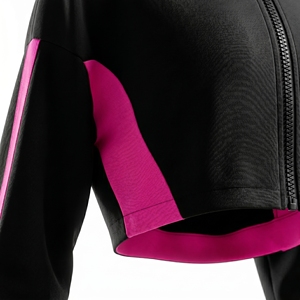Ensemble de survêtement ajusté en polyester pour femme : veste zippée, brassière de sport, leggings, color block, tenue de sport à manches courtes - Product Image 6