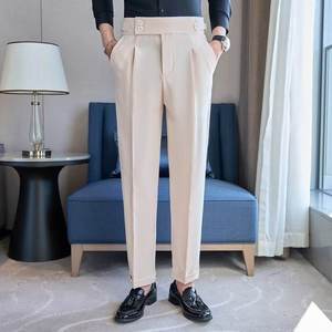 Pantalon de costume droit pour homme, style britannique, polyvalent, élégant, avec boutons décoratifs, vente directe d'usine - Product Image 4