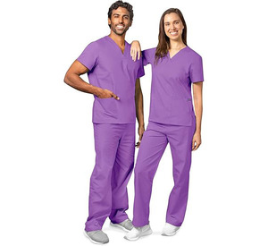 MANGOES FASHIONS Conjunto de uniforme médico unisex morado de algodón y poliéster tejido, que absorbe la humedad, para hospital y trabajo médico - Product Image 3