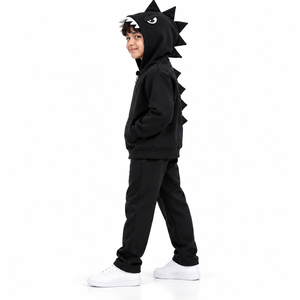 Ensemble de survêtement à capuche Black Shark pour garçons, pyjama en bambou 240 g/m² pour enfants, costume de dinosaure de dessin animé pour l'hiver - Product Image 1