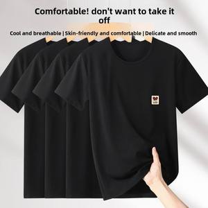 Camiseta Casual de Verano para Hombre, Versátil, 150g, 100% Algodón, Corte Regular, Cuello Redondo, Secado Rápido, Transpirable, Anti-UV, con Letras - Product Image 3