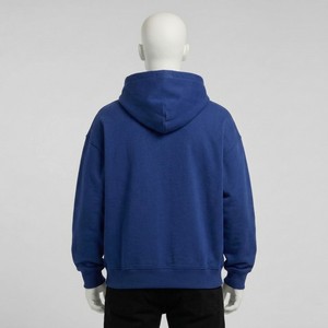Sudadera con capucha y cremallera para hombre, azul real, extragrande, con diseño de letras de chenilla llamativas, de forro polar grueso, estilo urbano, informal, para invierno - Product Image 2