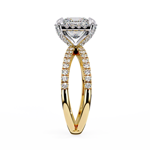 Bague de mariage en or massif 14K avec diamant de laboratoire taille princesse, halo et sangle fendue, 2,25 CTW DEF VVS, certifiée IGI, vente en gros - Product Image 5