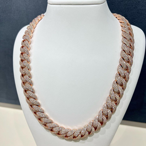 Customized 18mm <b>Cuban</b> <b>Link</b> Moissanite Diamond <b>Chain</b> High Quality Rose Gold 925 <b>Silver</b> Necklaces - Product Image 2