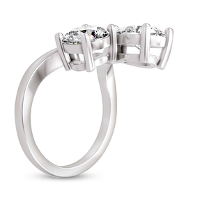 Nouvelle collection, différents motifs, bague en or massif 14k/18k Rosalie Two Stone Toi et Moi avec diamants de laboratoire, bijoux pour femmes. - Product Image 2