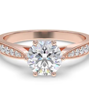 Anillo de hombro con diamantes redondos atemporales de 0.50 ct, diamantes cultivados en laboratorio en oro amarillo, blanco, rosa y platino de 18 quilates. - Product Image 1