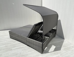 DS00076 Tumbona Moderna de Mimbre Plano Gris de 8 mm con Estructura de Acero, Cojín de Poliéster, Recubrimiento en Polvo, para Exteriores/Patio/Villa - Product Image 3