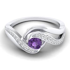 Bagues de fiançailles en améthyste REYES, prix de gros, or rose 14 carats plaqué rhodium, moissanite, bijoux faits main pour femmes - Product Image 5