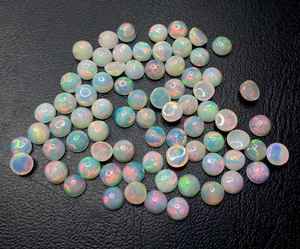 Lot de cabochons ronds en opale blanche éthiopienne, qualité gemme naturelle, opale de feu fine pour la création de bijoux - Product Image 4