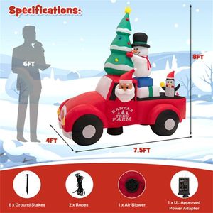 8ft Colorful Festive Design <b>Inflatable</b> Santa <b>Car</b> Decor LED Lights Christmas Outdoor Holiday Yard Yard Decorations - Product Image 6