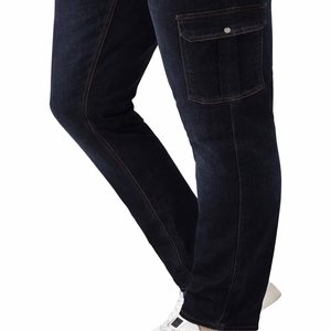 Pantalones Cargo de Mezclilla para Hombre, Corte Slim Fit, Lavado Oscuro, con Bolsillos Laterales, Estilo Casual, Tela de Algodón de Peso Medio, Jeans para Otoño - Product Image 4