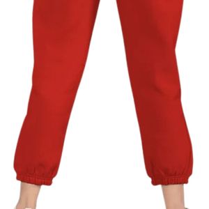 Women's Red <b>Cargo</b> Jogger <b>Pants</b> Elastic Drawstring Waist Casual Sweatpants with Side Pockets <b>Cuffed</b> Ankles for Workout Fitness - Product Image 5