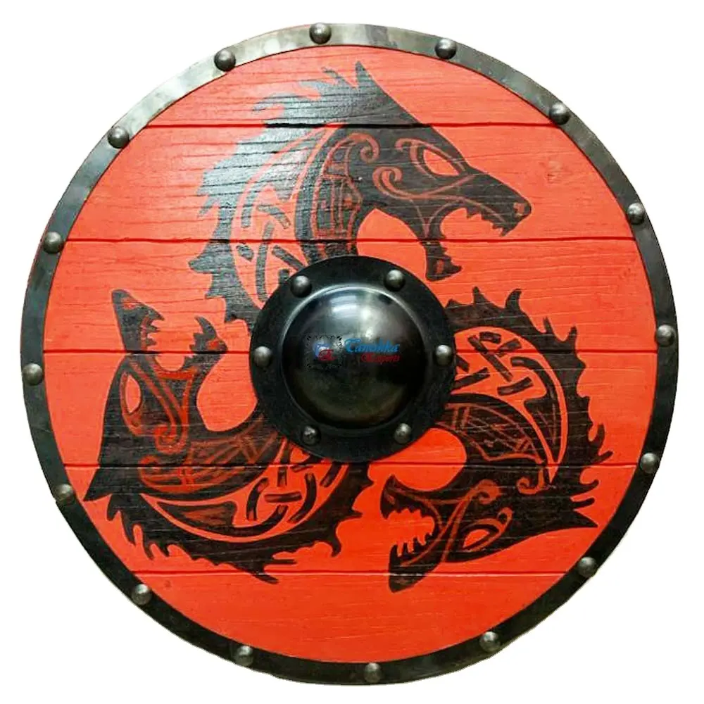 New Round Authentic Viking Battle weared Cosplay Shield scudo medievale rotondo in legno Wall Art Home Decor Shield