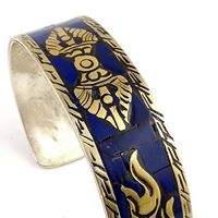 Tibetan Buddhist Religious Ritual Sign <b>Set</b> Silver Plated Alloy <b>Bangles</b>-Men's Gift - Product Image 3
