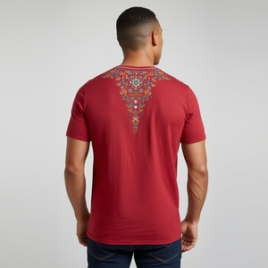 Men Short Sleeve O Neck Embroidered <b>Back</b> <b>T</b> Shirt Cotton Casual Fashion Tee Comfortable Breathable Streetwear OEM Wholesale - Product Image 2