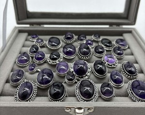 Natural Amethyst Mixed Assorted Design <b>Ring</b> Wholesale Amethyst Gemstone Assorted <b>Ring</b> Mixed Lot <b>Rings</b> - Product Image 1