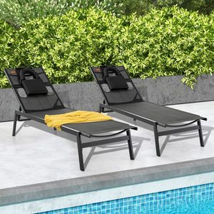 Sedia a Sdraio Regolabile da Esterno per Prendere il Sole, 5 Posizioni, Struttura Solida - Product Image 3