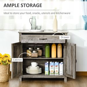 Credenza Stile Fattoria da 32 Pollici in Grigio Anticato, Mobile Buffet con Ante Scorrevoli in Metallo, Bar per Caffè per Cucina, Soggiorno o Ingresso - Product Image 4