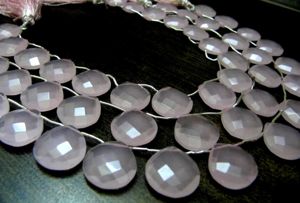 <b>Rose</b> <b>Quartz</b> <b>Heart</b> shape Briolette Faceted 15mm Beads Strand 8 inch long - Product Image 3