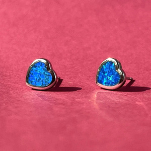 Handmade Wholesale Fashion Jewelry 925 Sterling <b>Silver</b> Blue Heart Jugnu <b>Stud</b> <b>Earrings</b> Ethnic Style Dangle Jhumki for Women - Product Image 3